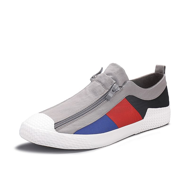 Herr Colorblock Comfy Andas Dragkedja Casual Canvas Sneakers