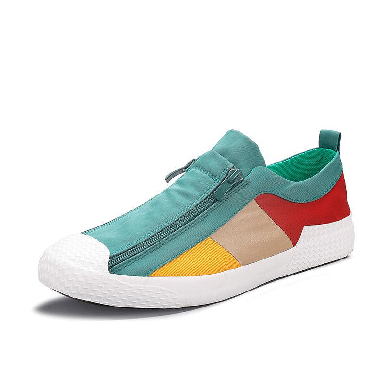 Herr Colorblock Comfy Andas Dragkedja Casual Canvas Sneakers