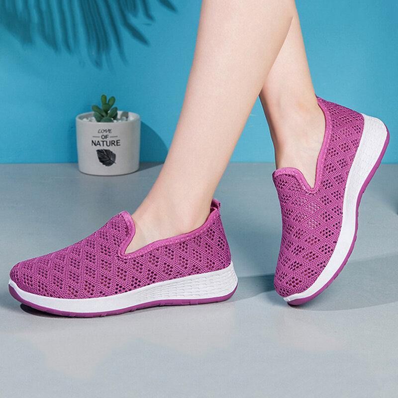 Kvinnor Hollow Out Mesh Lata Slip On Walking Skor