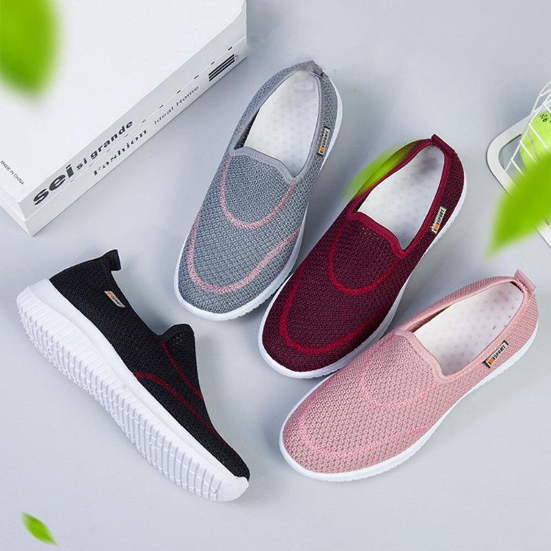 Kvinnor Mesh Mönster Lazy Slip On Lätta Fritidsskor