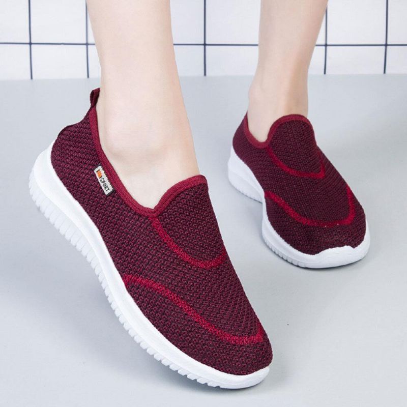 Kvinnor Mesh Mönster Lazy Slip On Lätta Fritidsskor