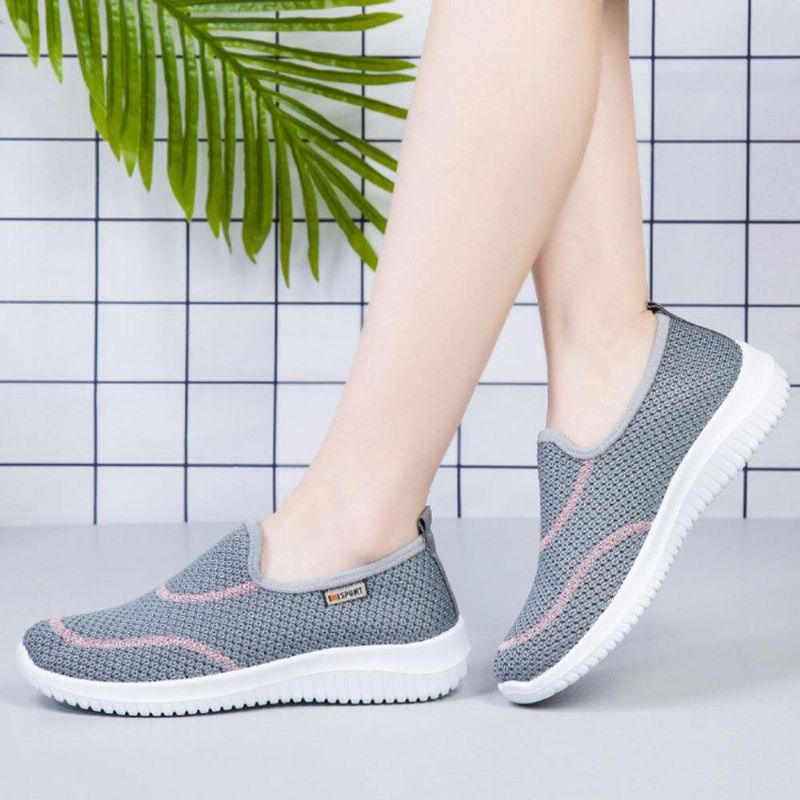 Kvinnor Mesh Mönster Lazy Slip On Lätta Fritidsskor