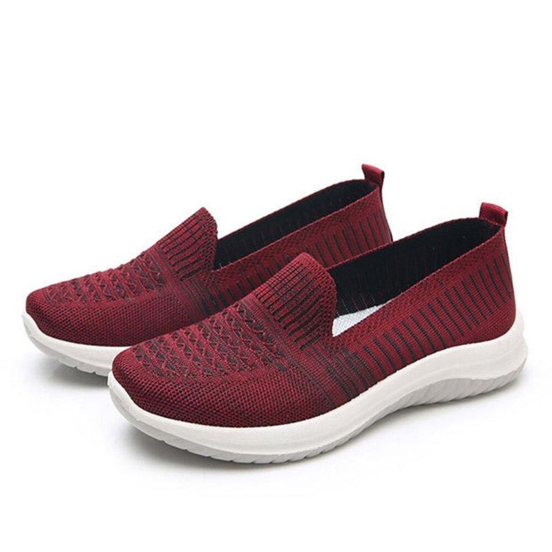 Kvinnor Mesh Slip On Sport Mjuk Sula Casual Platta Skor