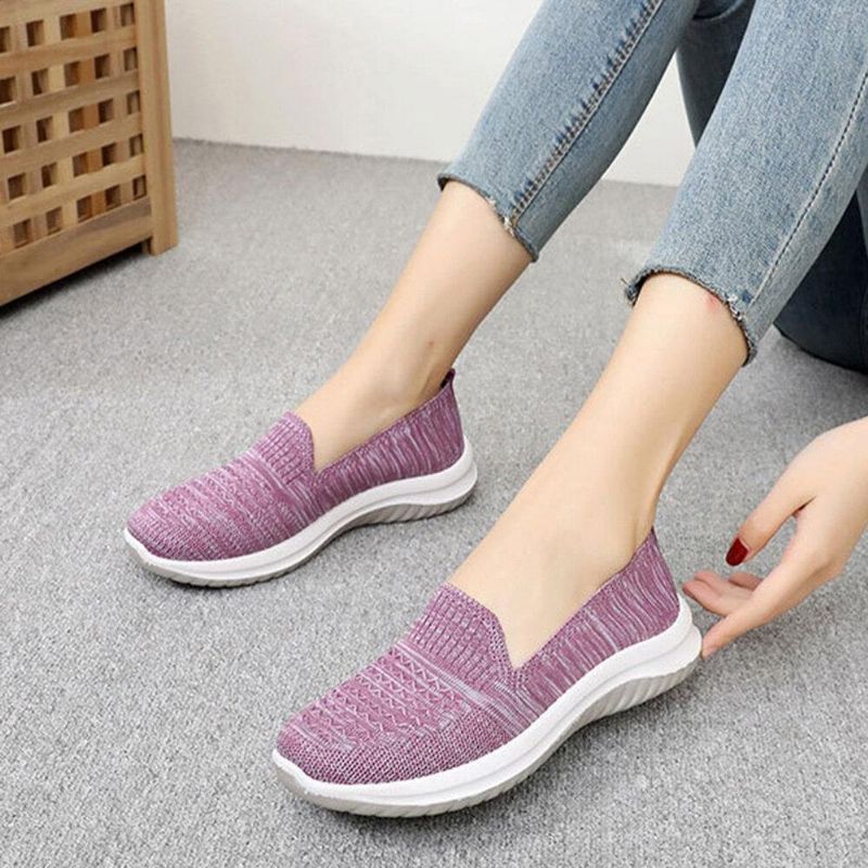 Kvinnor Mesh Slip On Sport Mjuk Sula Casual Platta Skor