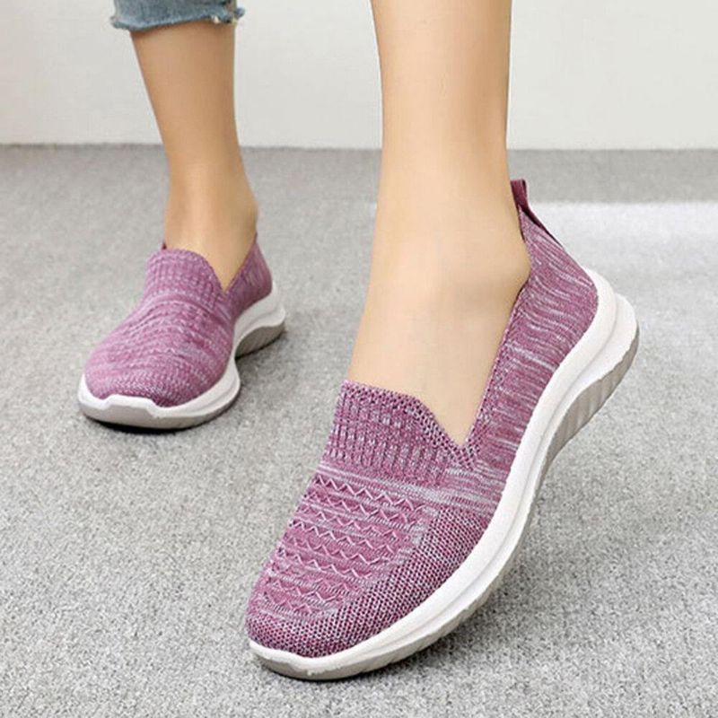 Kvinnor Mesh Slip On Sport Mjuk Sula Casual Platta Skor