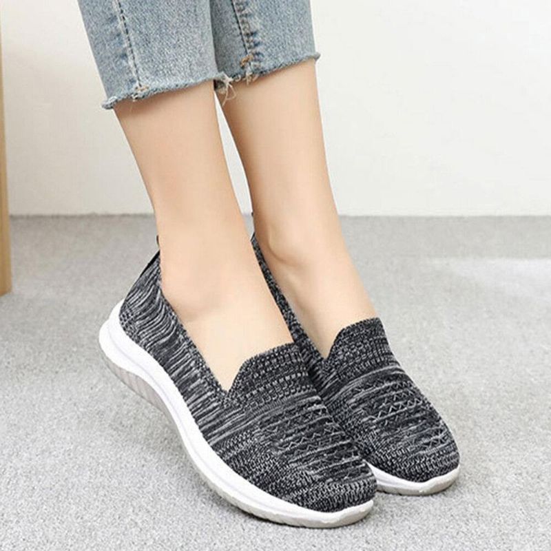 Kvinnor Mesh Slip On Sport Mjuk Sula Casual Platta Skor