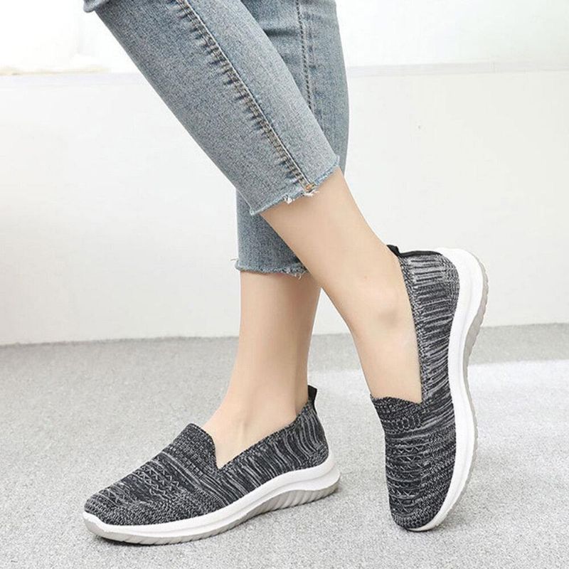 Kvinnor Mesh Slip On Sport Mjuk Sula Casual Platta Skor