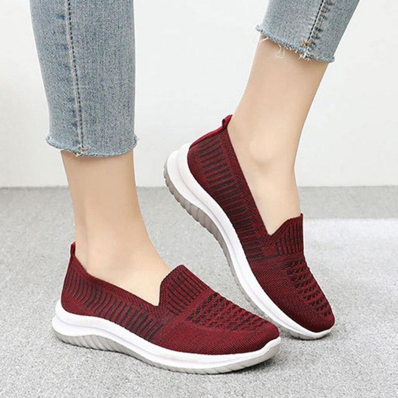 Kvinnor Mesh Slip On Sport Mjuk Sula Casual Platta Skor