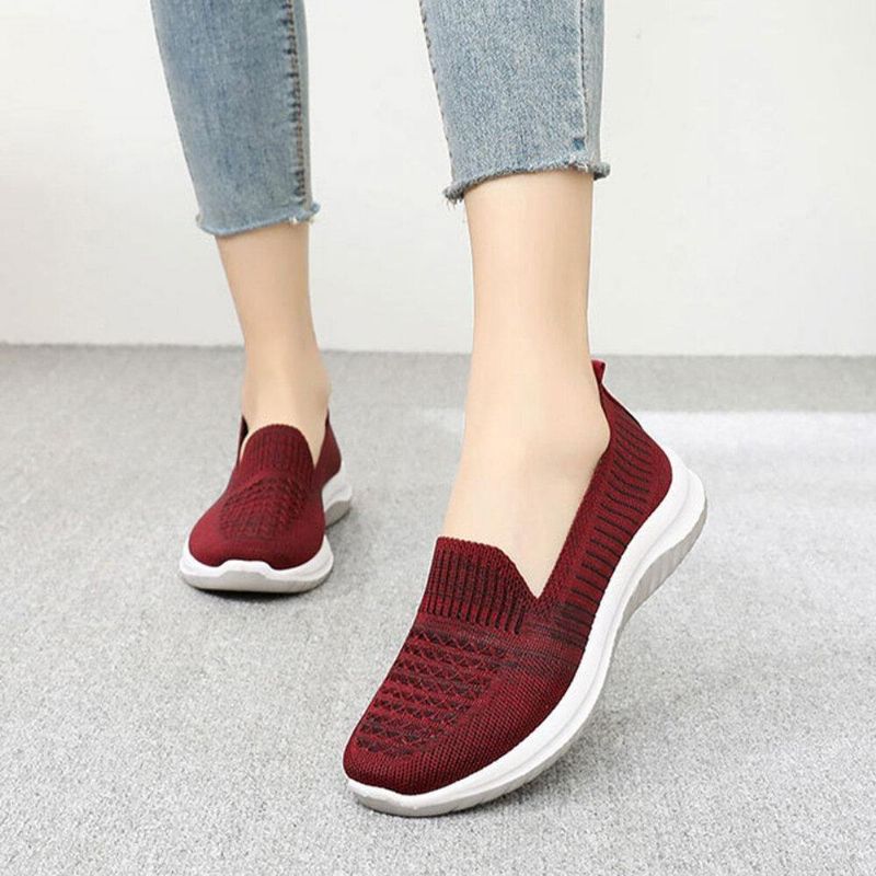 Kvinnor Mesh Slip On Sport Mjuk Sula Casual Platta Skor