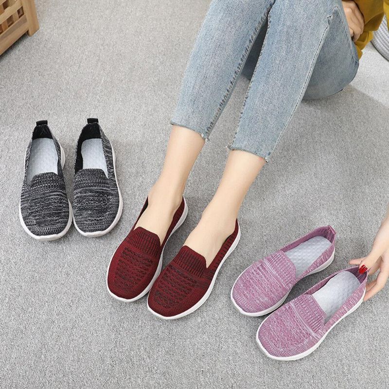 Kvinnor Mesh Slip On Sport Mjuk Sula Casual Platta Skor