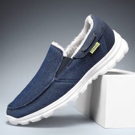 Män Sömnadstyg Varm Bekväma Elastiska Slip-On Sport Casual Platta Skor