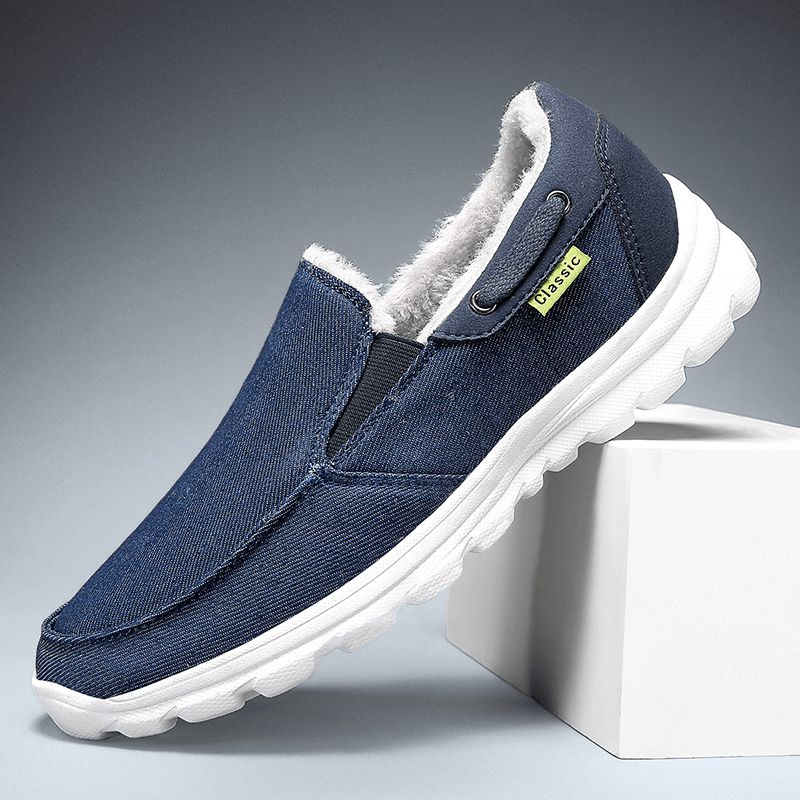 Män Sömnadstyg Varm Bekväma Elastiska Slip-On Sport Casual Platta Skor