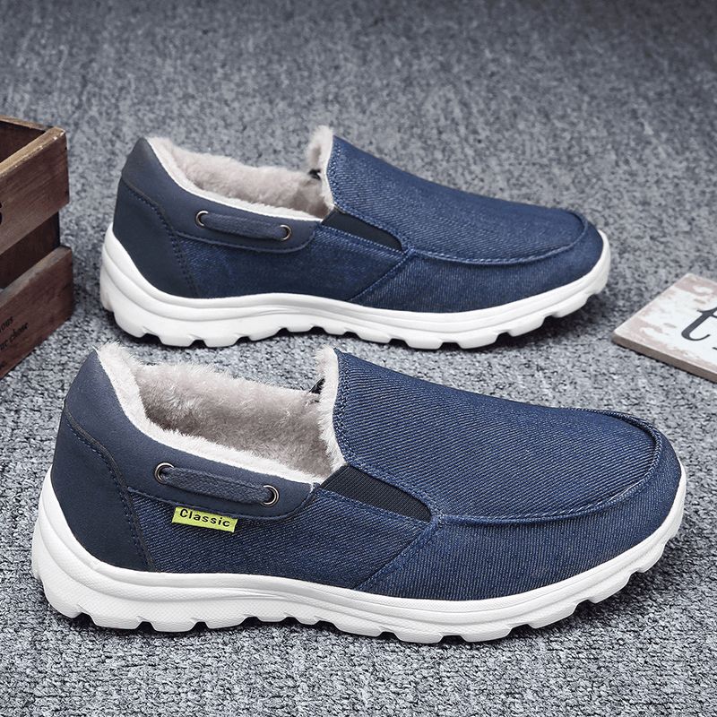 Män Sömnadstyg Varm Bekväma Elastiska Slip-On Sport Casual Platta Skor