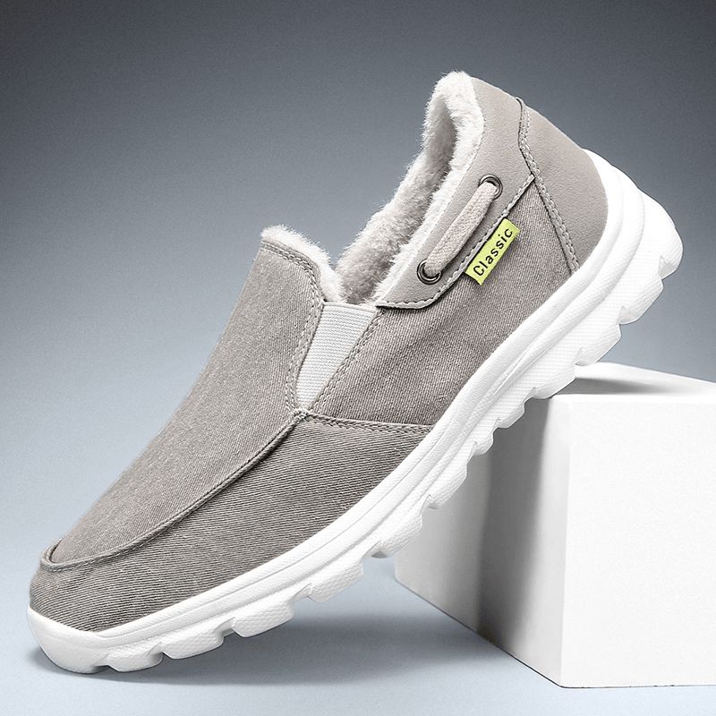 Män Sömnadstyg Varm Bekväma Elastiska Slip-On Sport Casual Platta Skor