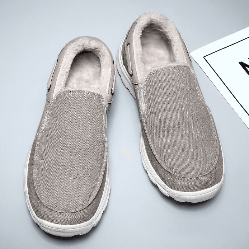 Män Sömnadstyg Varm Bekväma Elastiska Slip-On Sport Casual Platta Skor