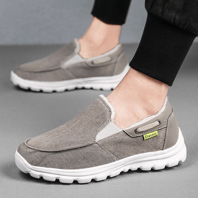 Män Sömnadstyg Varm Bekväma Elastiska Slip-On Sport Casual Platta Skor