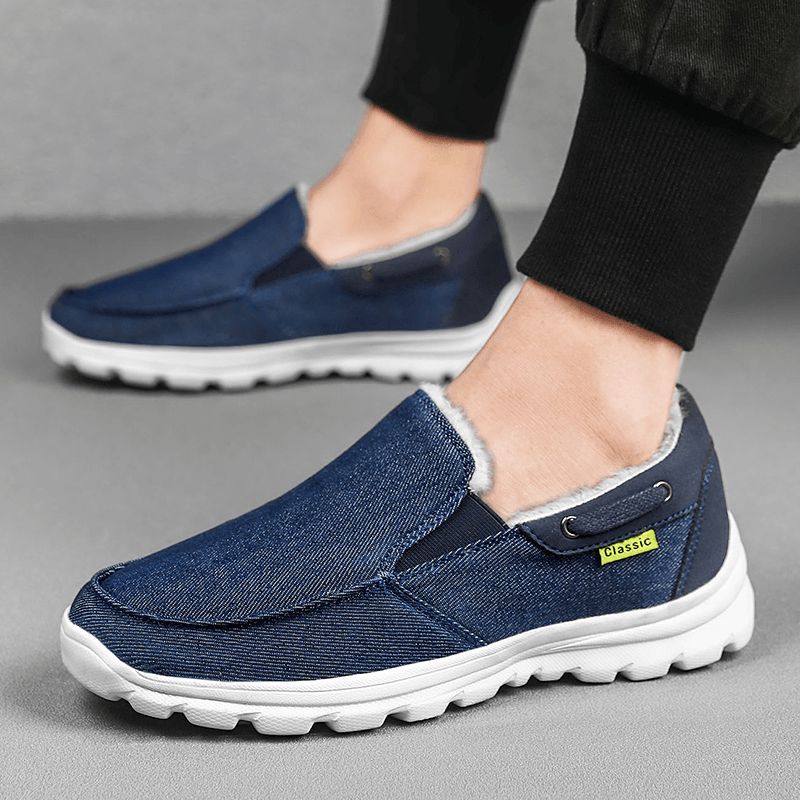 Män Sömnadstyg Varm Bekväma Elastiska Slip-On Sport Casual Platta Skor