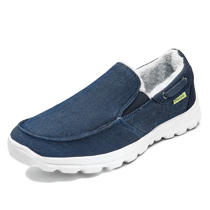 Män Sömnadstyg Varm Bekväma Elastiska Slip-On Sport Casual Platta Skor