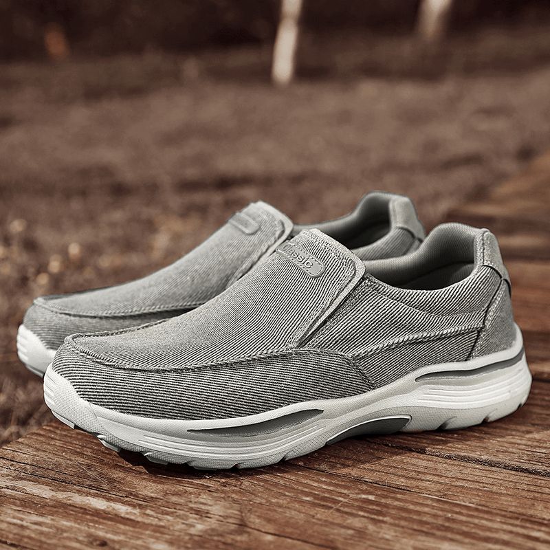 Män Sport Lättviktsplattform Comfy Slip On Casual Denim Sneakers