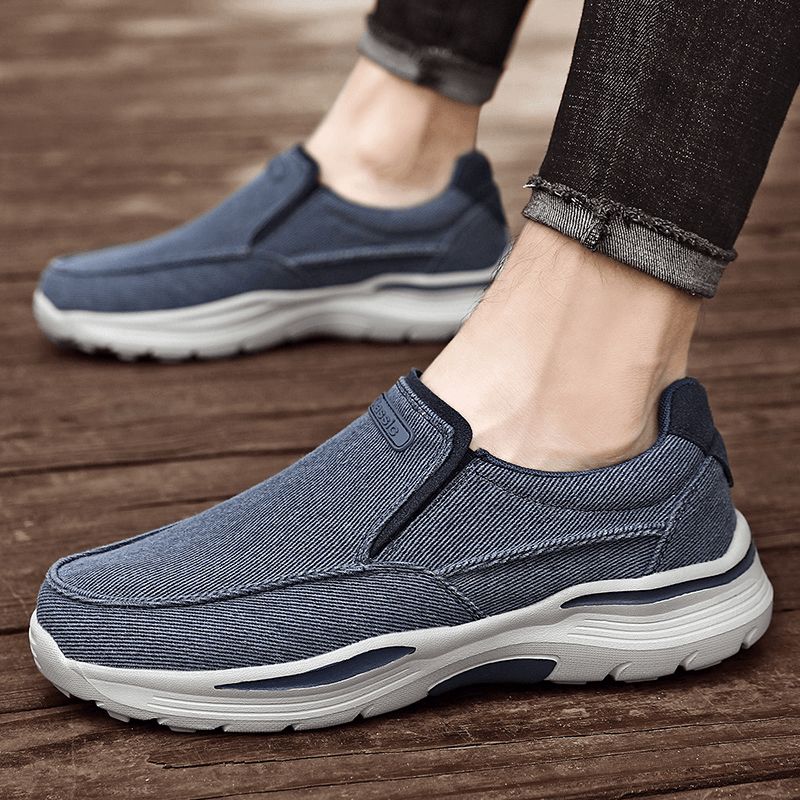 Män Sport Lättviktsplattform Comfy Slip On Casual Denim Sneakers