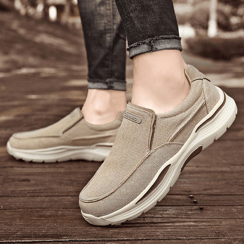 Män Sport Lättviktsplattform Comfy Slip On Casual Denim Sneakers