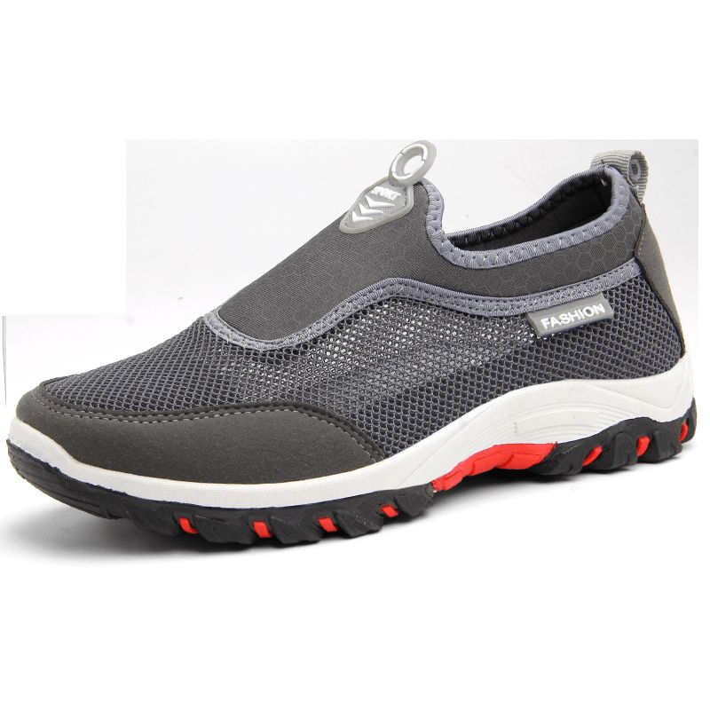 Män Sport Splicing Mesh Tyg Andas Slip On Casual Walking Skor