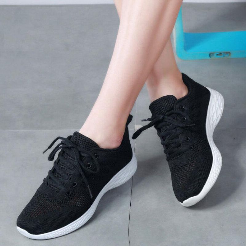 Stor Storlek Damer Andas Air Mesh Lace Up Running Casual Sko