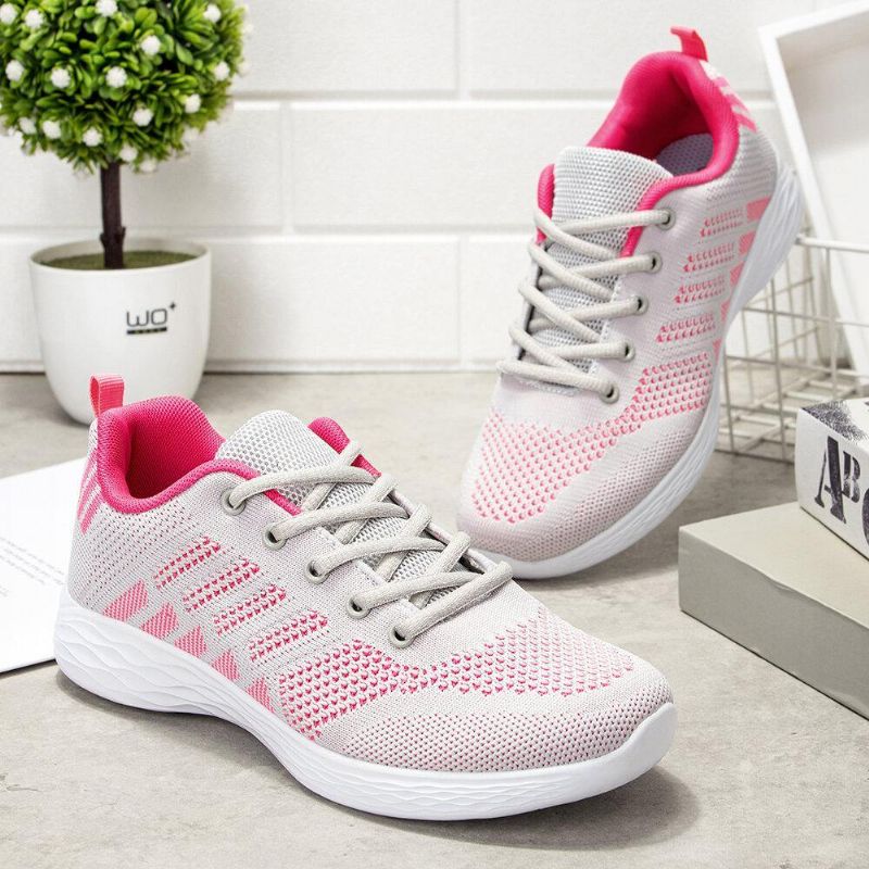 Stor Storlek Damer Andas Air Mesh Lace Up Running Casual Sko