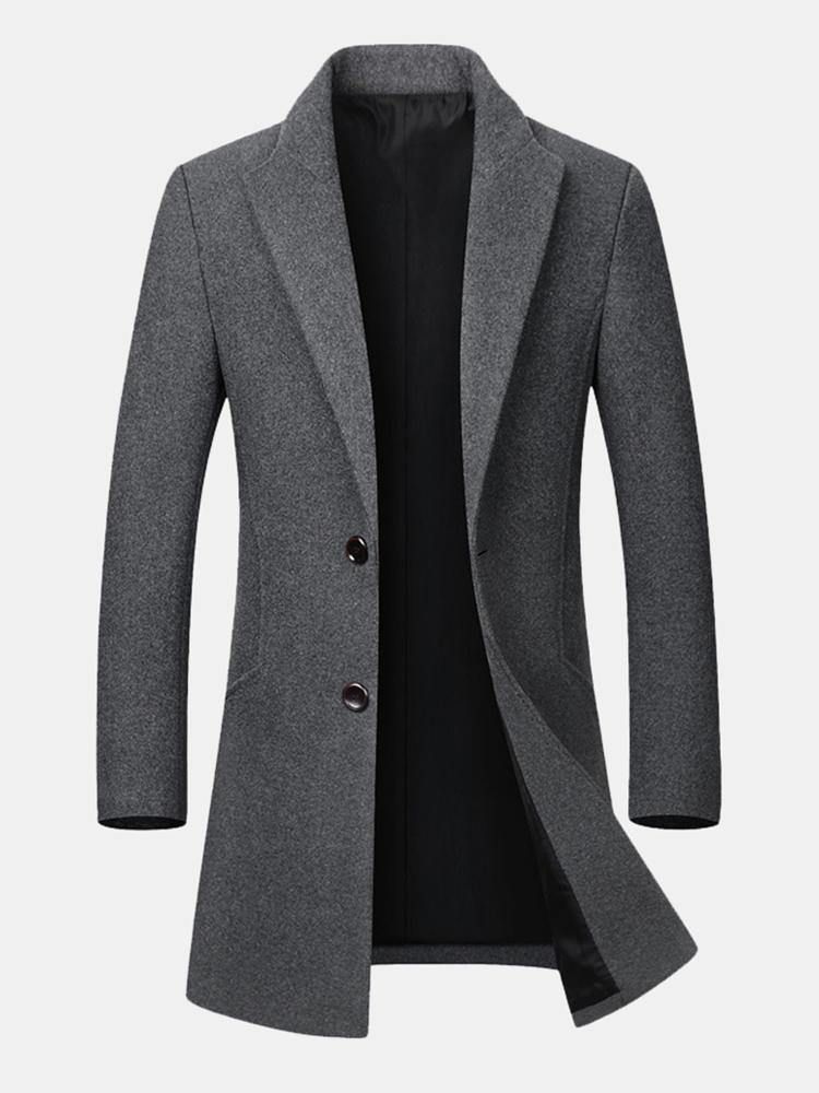 Herr Business Casual Trench Coat I Ylle Medelång Enkelknäppt Slim Fit Coat