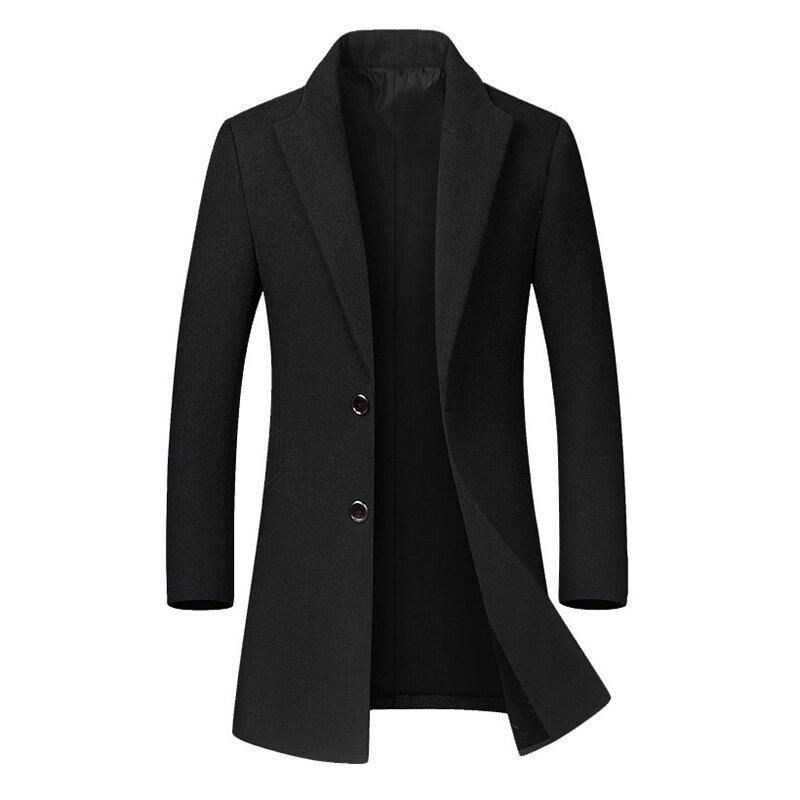 Herr Business Casual Trench Coat I Ylle Medelång Enkelknäppt Slim Fit Coat