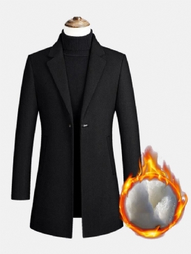 Herr Mid Long Warm Woolen Thick Pocket Long Sleeve Lapel Trench Coats