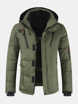 Mäns Vinter Varm Tjock Dragkedja Detalj Enfärgad Hooded Down Coat