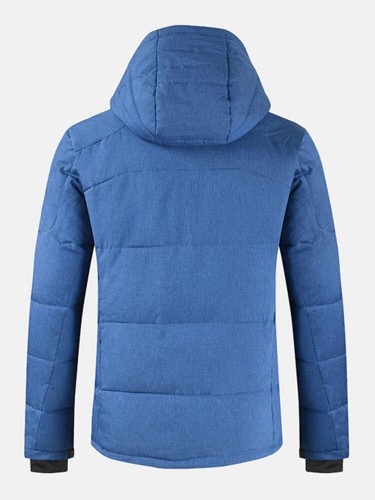 Mäns Vinter Varm Tjock Dragkedja Detalj Enfärgad Hooded Down Coat