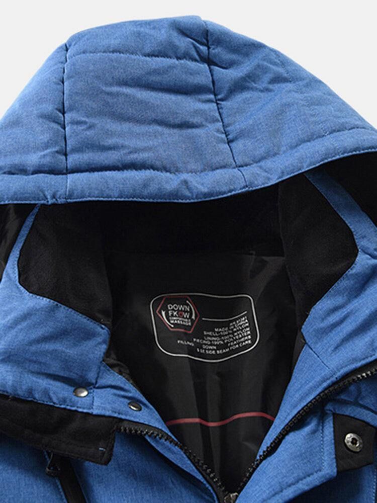 Mäns Vinter Varm Tjock Dragkedja Detalj Enfärgad Hooded Down Coat