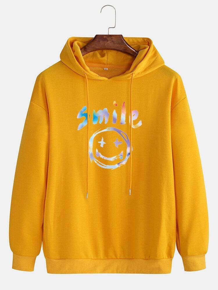 Herr Graffiti Smile Print Dragsko Casual Pullover Hoodie