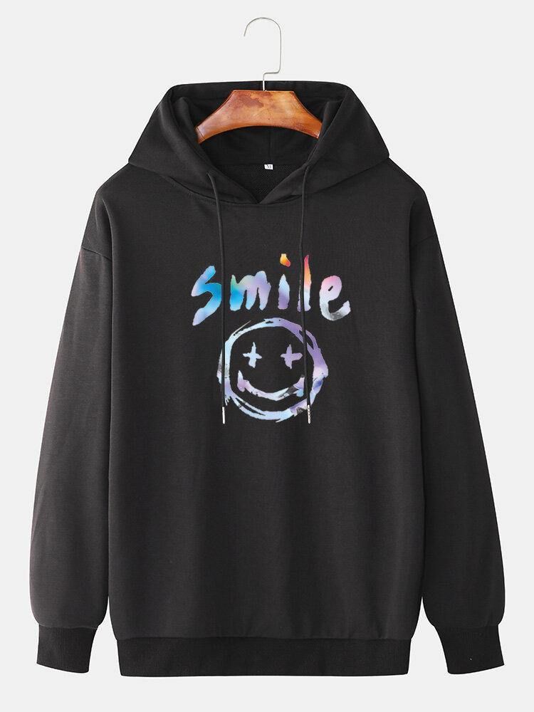 Herr Graffiti Smile Print Dragsko Casual Pullover Hoodie