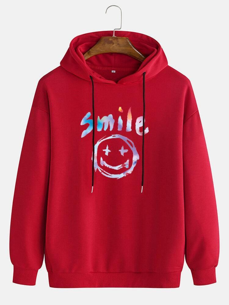 Herr Graffiti Smile Print Dragsko Casual Pullover Hoodie