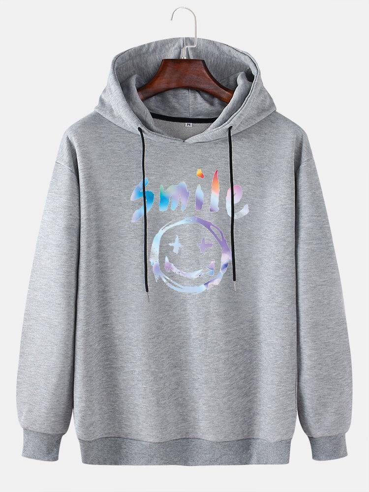 Herr Graffiti Smile Print Dragsko Casual Pullover Hoodie