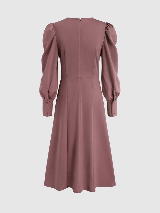 Elegant Regular Fit Plain Midi-Klänning