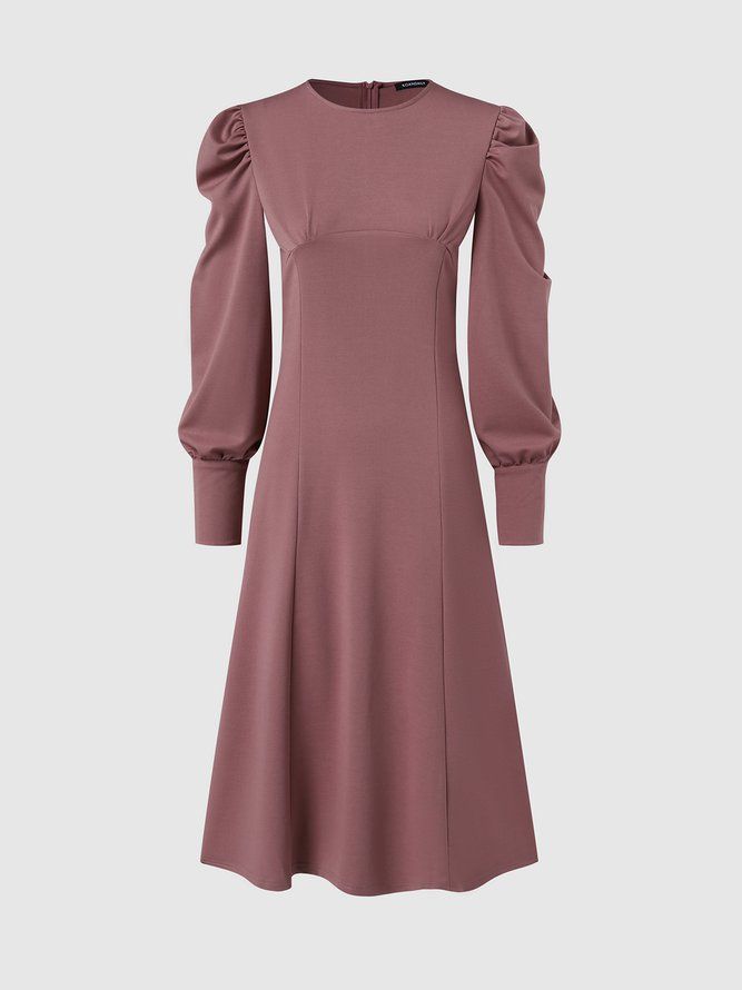 Elegant Regular Fit Plain Midi-Klänning