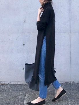 High Neck Casual Loosen Midi-Klänning