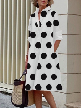 Långärmad Skjorta Med Krage Polka Dots Regular Fit Klänning