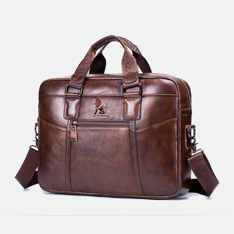 Äkta Läder Vintage Handväska Axelväska Messenger Bag För Män