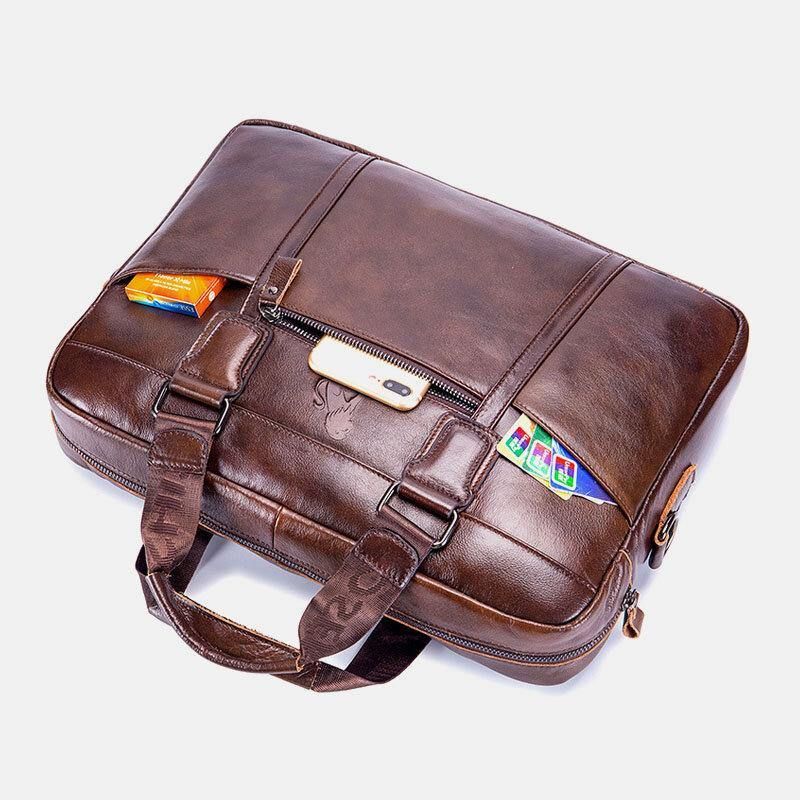 Äkta Läder Vintage Handväska Axelväska Messenger Bag För Män