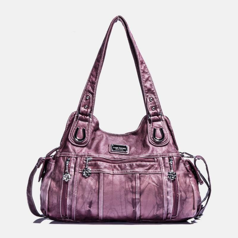 Angel Kiss Kvinnor Pu-Läder Multi-Carry Enfärgad Crossbody-Väska Axelväska Tote Handväska