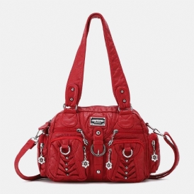 Angel Kiss Kvinnor Pu-Läder Multi-Carry Enfärgad Mode Casual Axelväska Crossbody Bag Handväska