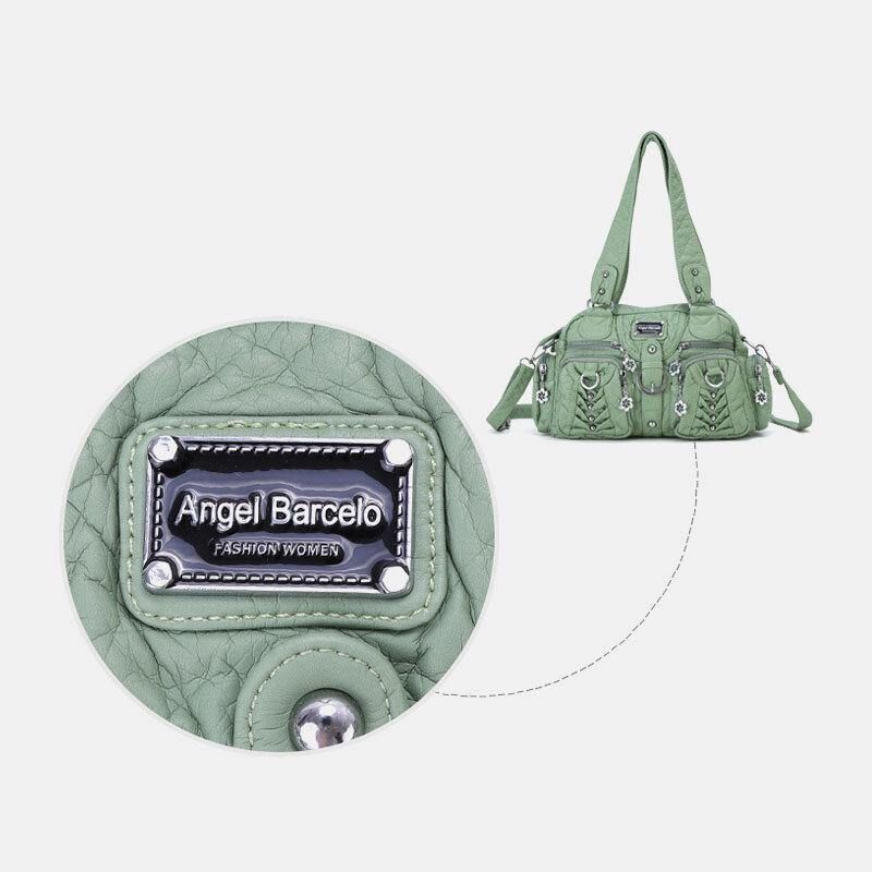 Angel Kiss Kvinnor Pu-Läder Multi-Carry Enfärgad Mode Casual Axelväska Crossbody Bag Handväska