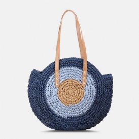 Dam Simplicity Stripe Straw Bag Handväskor Tote Retro Beach Bag