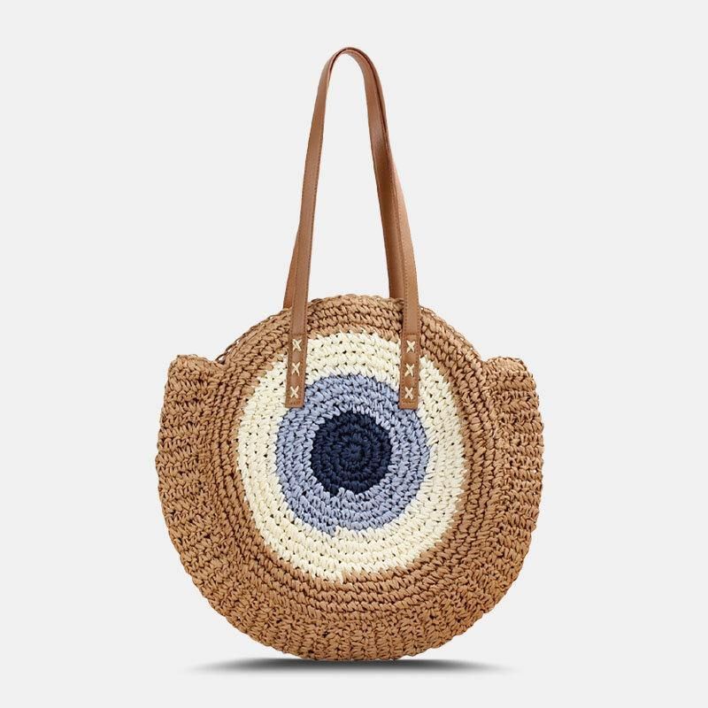 Dam Simplicity Stripe Straw Bag Handväskor Tote Retro Beach Bag