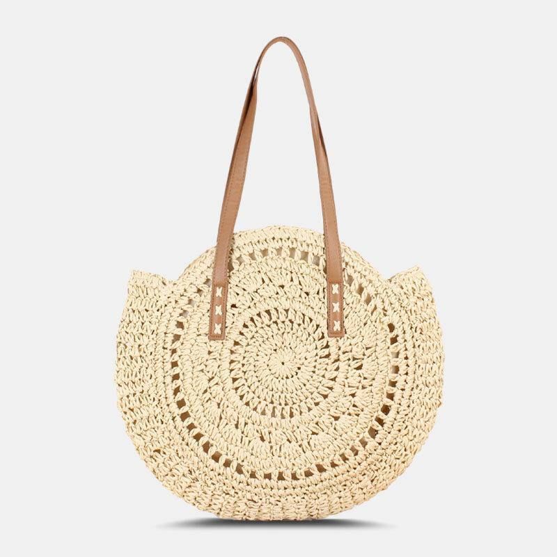 Dam Simplicity Stripe Straw Bag Handväskor Tote Retro Beach Bag